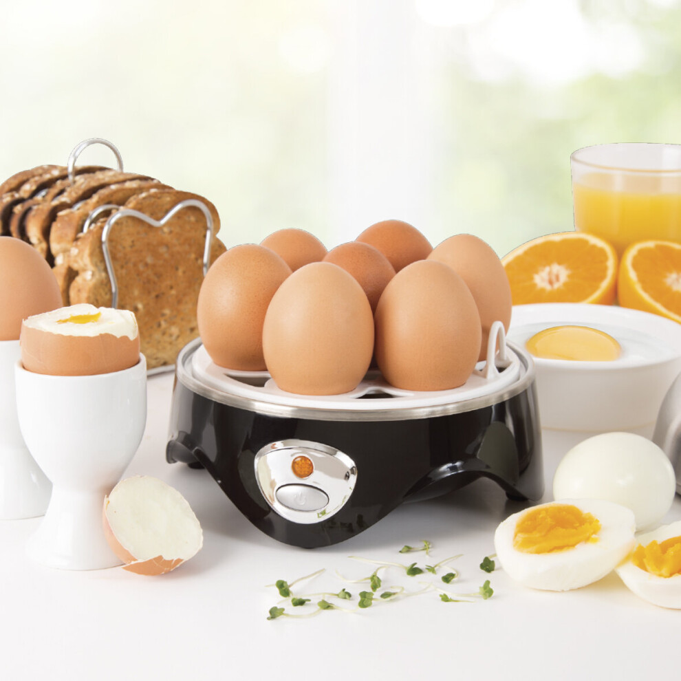 Quest Nutri-Q 34360 Healthy Egg Boiler with Poaching Tray - Steam-Cooked Eggs, 7-Egg Capacity, Auto Power Off, 360W