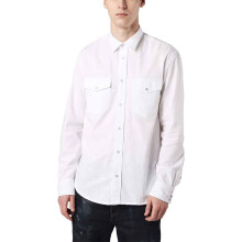 (White, XS) DIESEL D ROOKE Mens Shirts Long Sleeve Regular Fit Camicia Cotton White Shirts