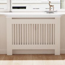 (Verticel, Medium 111x19x92cm) 92cm Tall Radiator Cover Modern Cabinet MDF Slats Wood Grill