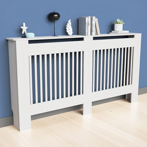 (Verticel, Large 152 x 19 x 92cm) 92cm Tall Radiator Cover Modern Cabinet MDF Slats Wood Grill