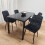 Black Kitchen Dining Table And 4 Black Tufted Velvet Chairs Set 5