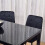 Black Kitchen Dining Table And 4 Black Tufted Velvet Chairs Set 2