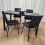 Black Kitchen Dining Table And 4 Black Tufted Velvet Chairs Set 3
