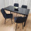 Black Kitchen Dining Table And 4 Black Tufted Velvet Chairs Set 8