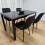 Black Kitchen Dining Table And 4 Black Tufted Velvet Chairs Set 4