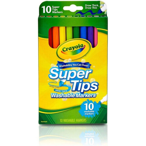 Crayola 10X Crayola Washable Super Tips Markers Draw Thick & Thin Arts Crafts 1