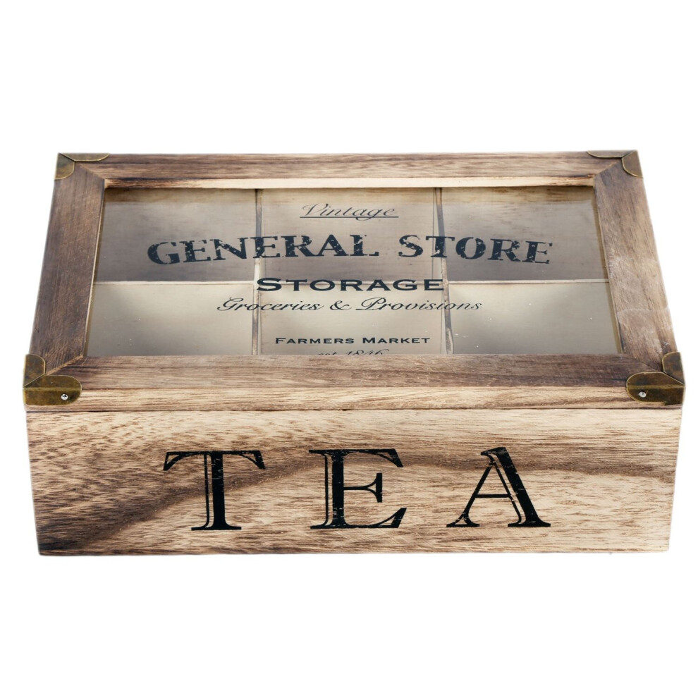 Carousel General Store Wooden Tea Box With 6 Compartments