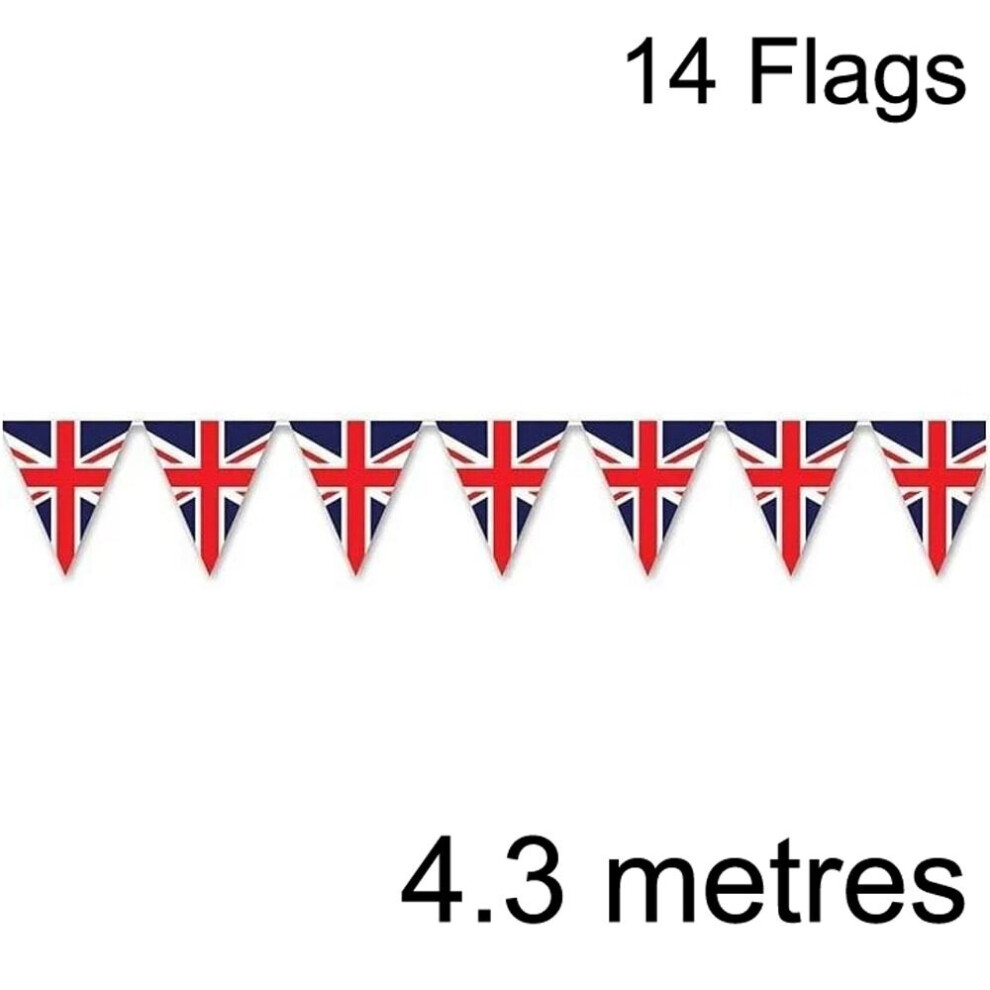Carousel 4.3M Union Jack Bunting British Flag Triangle Bunting | 14 Flags Union Jack Bunting | Queens Platinum Jubilee Bunting Party Bunting