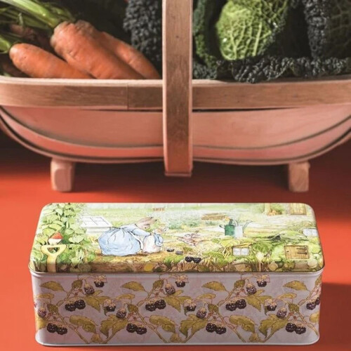 Carousel Beatrix Potter Peter Rabbit Storage Tin | Rectangle Kitchen Storage Tin Biscuit Cracker Tin | Long Deep Storage Tin With Hinged Lid 2