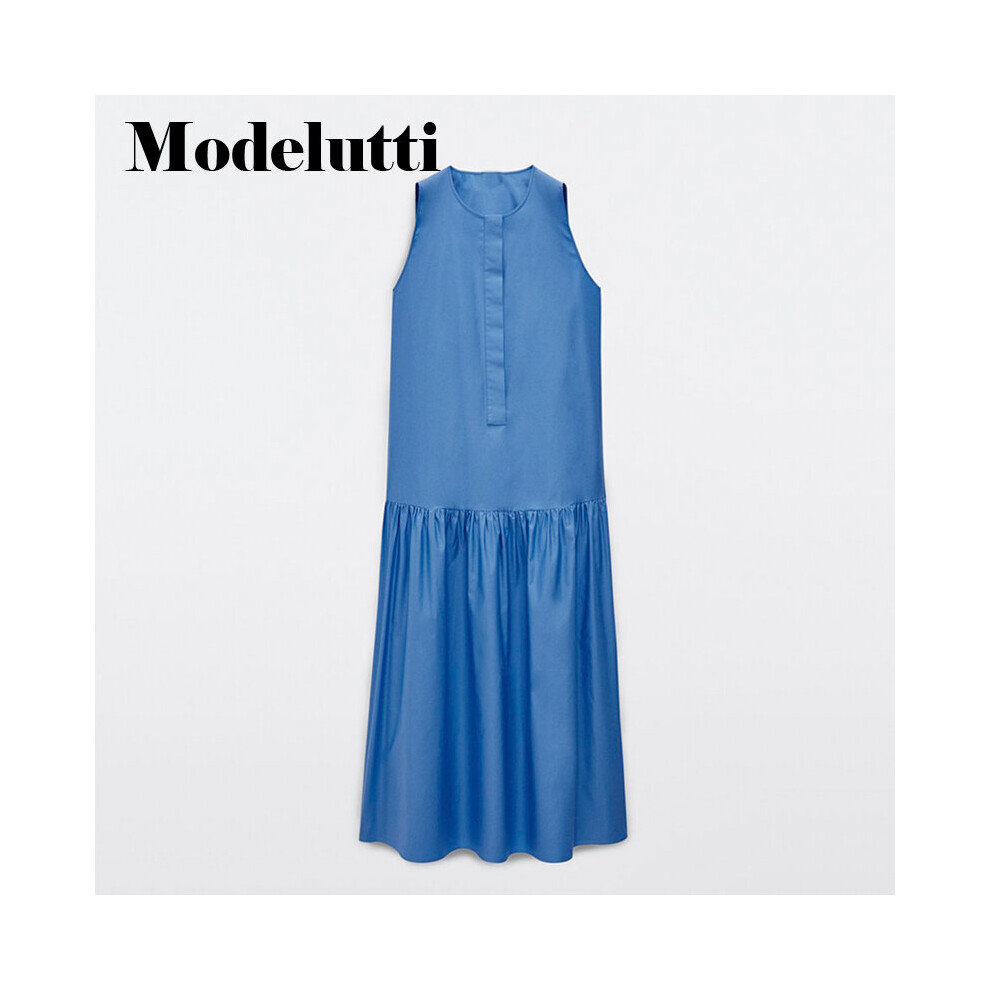 Spring Summer Poplin Sleeveless Long Dresses Solid Casual Women Midi Dress Female-image-OPC-PBWMWQX-NEW