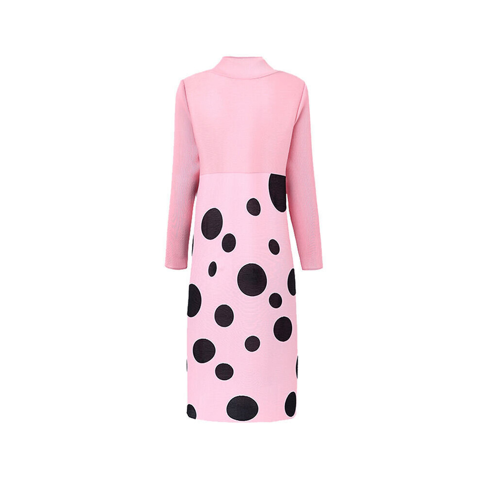 Autumn Dress Long Sleeves Pleated European And American Wave Dots Loose And Thin High Neck Mid-length A-line Skirt-image-OPC-PBWMXBF-NEW