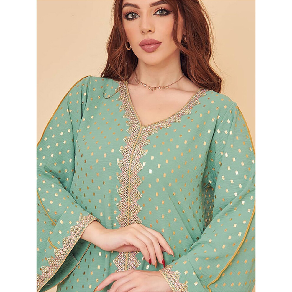 Stamping Jalabiya Kaftan Dress for Women Dubai Crinkled Crepe Fabric Casual Modest Robe Muslim Arab Moroccan Caftan Party-image-OPC-PBWMXKC-NEW