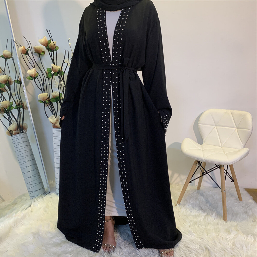 open abaya dubai women muslim dress kaftan clothing loose arab lace up big swing long robe beads caftan marocain abayas