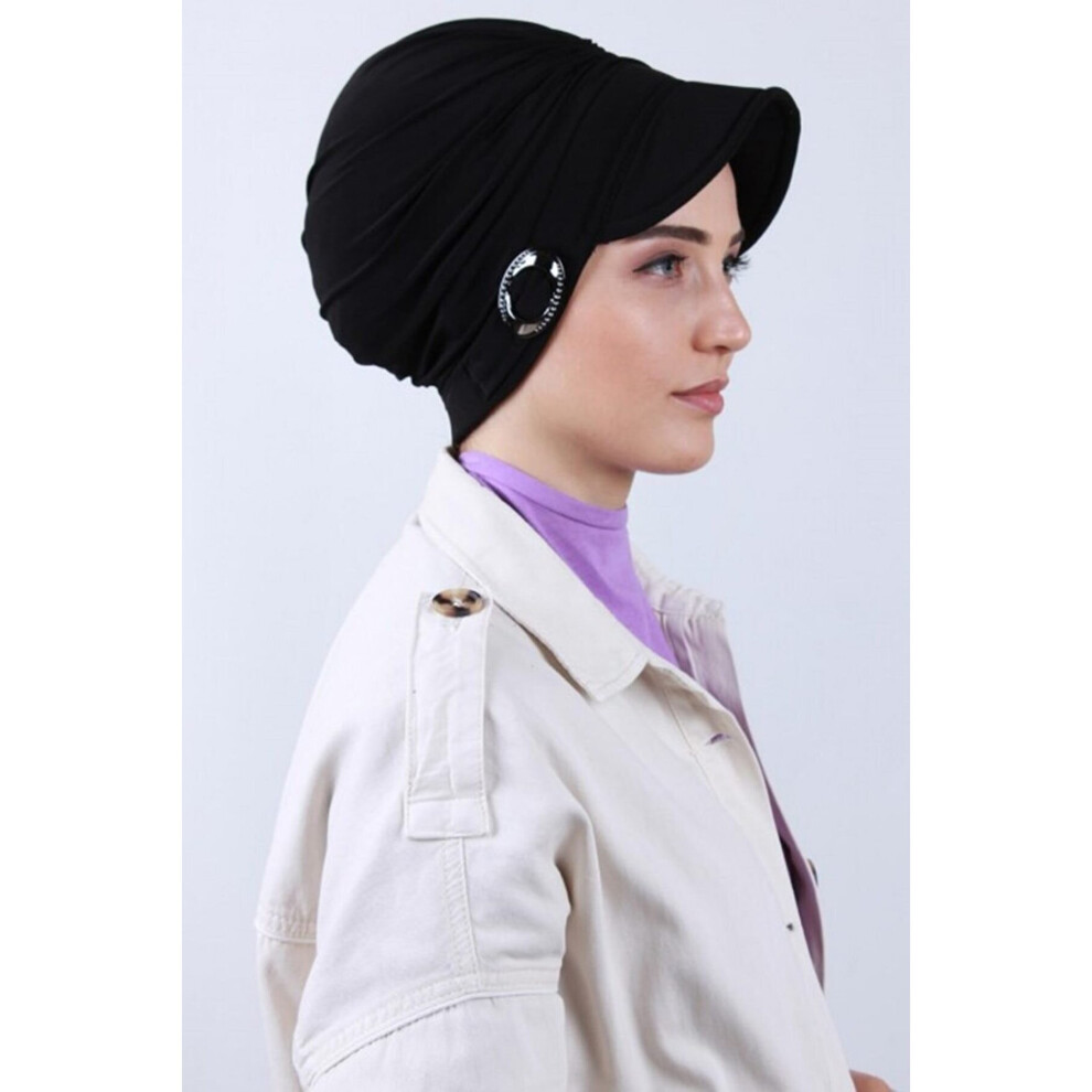 2 Pieces Bonnet With Hat and Bucklet Practical Scarf Muslim Women Hijab Turban Scarf Stylish Convenient-image-OPC-PBWMXWP-NEW