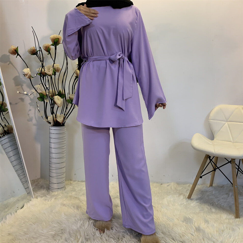 Two-pieces Muslim Abaya Tops Pants Vetment Femme Hijab Dress Abayas For Women Caftan Kaftan Islam Clothing Djellaba Robe-image-OPC-PBWMY8Y-NEW