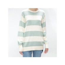 Girls O Neck Striped Sweaters Pullover Cotton Spring Autumn Ladies Y2K Loose Knitwear Vintage Women