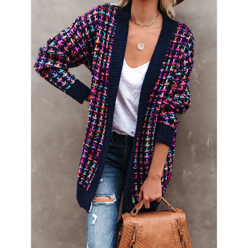 Long plaid 2024 cardigan sweater