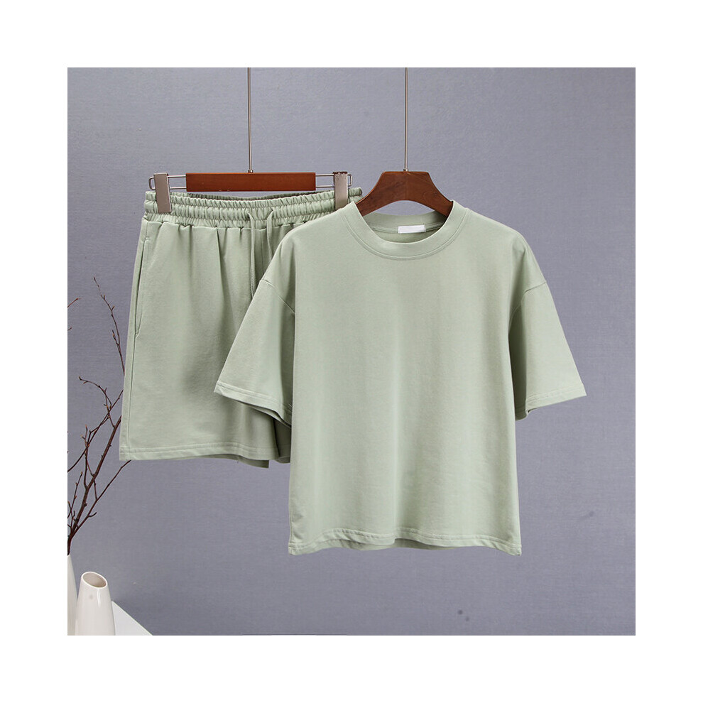 Blessyuki Summer 100% Cotton Sets Women Casual Loose Two Pieces Short Sleeve T Shirts and High Waist Short Pants Suits-image-OPC-PBWN5F2-NEW