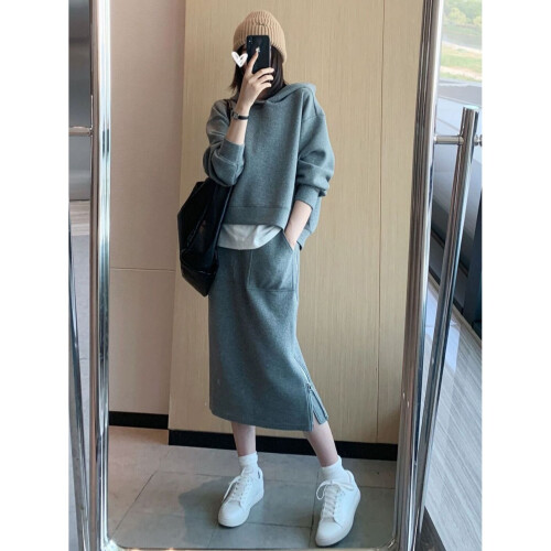 Autumn Two Piece Sets Women Tracksuit Spring Skirt Suits Female Sweatshirt Solid Sports Hoodie Sportswear