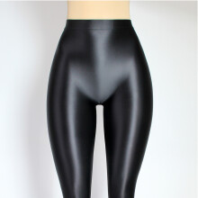 sexy women Satin Silky waist Yoga glossy pants bodybuilding tight 9-point pants front crotch seamless work out Leggings