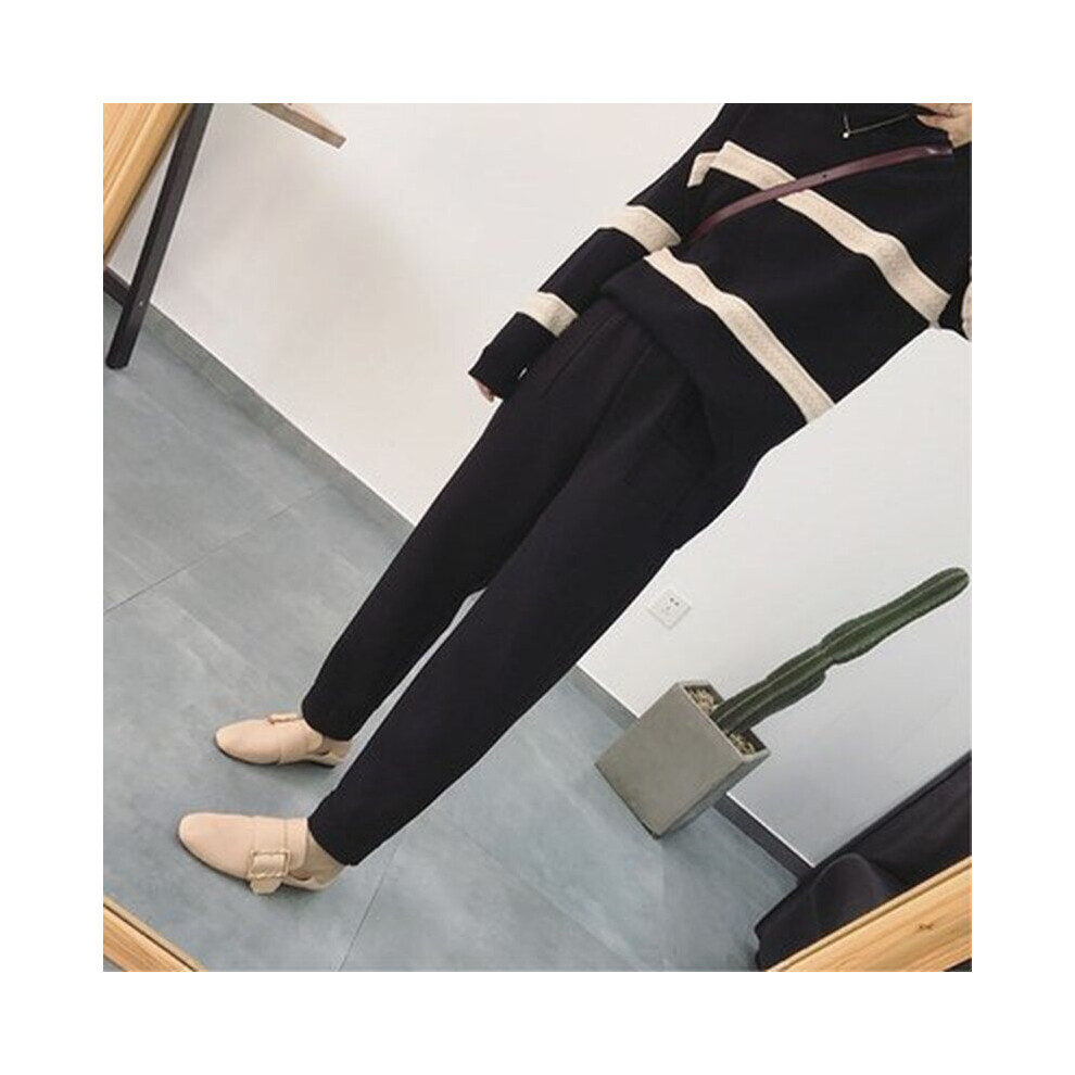(Black-M) Spring Thick Women Harem Pants Wool Autumn Winter Pants Women Loose Pantalon Loose All-match Trousers Capris-image-OPC-PBWN6KD-NEW