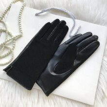 (Men White-S) Womens Leather Gloves Mens Winter Warm Suede Sheepskin Touch Screen Short Gloves Sheepskin Mittens
