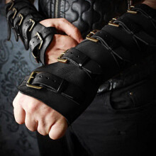 Medieval Bracer PU Faux Leather Arm Armor Cuff Gauntlet Armband Buckle Strap Adjustable Wristband