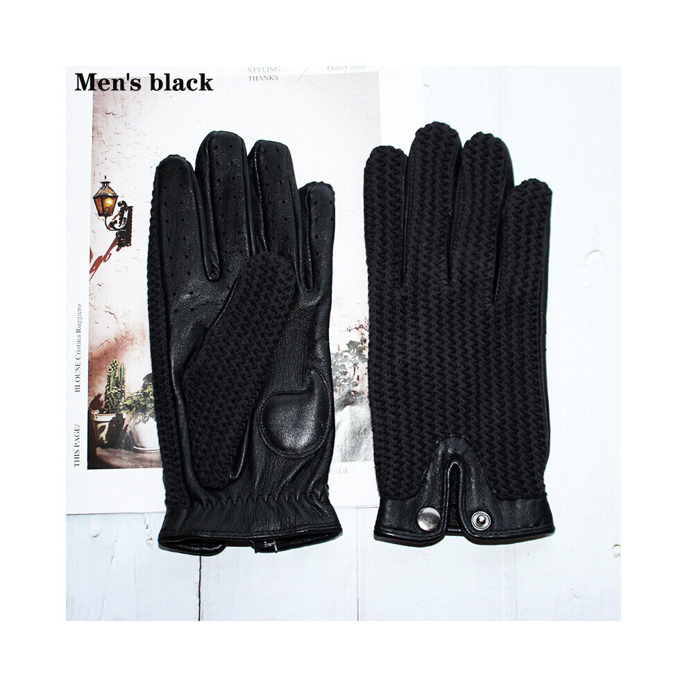 (-10.5 Xl) Summer Motorcycle Riding Leather Driving Gloves Mens Touch Screen Goatskin Unlined Thin Section Driver Gloves Black 885658102012