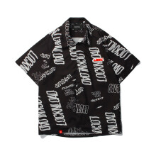 Mens Letter Print Hawaiian Beach Shirts Harajuku Summer Short Sleeve Blouse Punk Unisex Shirts Tops Streetwear