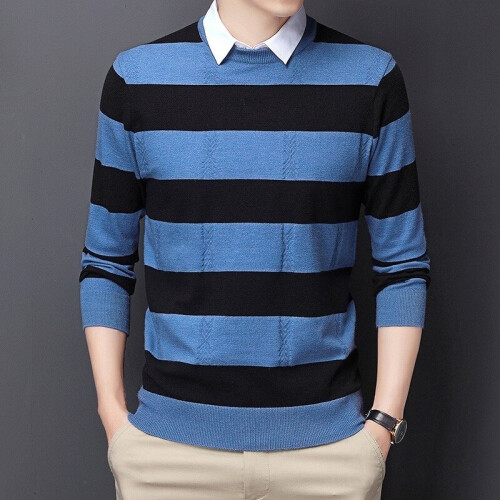 Autumn Winter Men Wool Striped Pullovers Man Sweaters Pullover Knitted Sweater Men Clothes 1