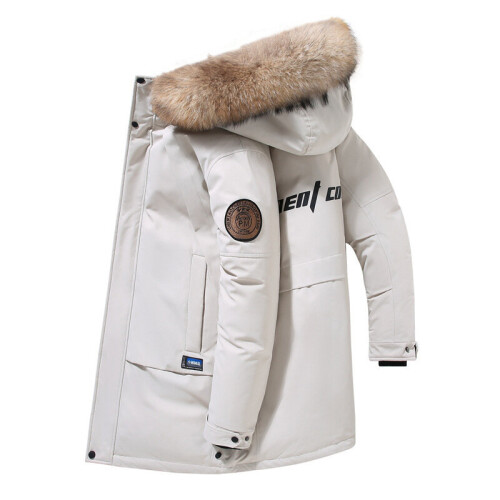 Mens Winter Down Jacket Warm Thick Hooded Puffer Long Duck Down Parkas Solid Coats Windproof Double Tops 1