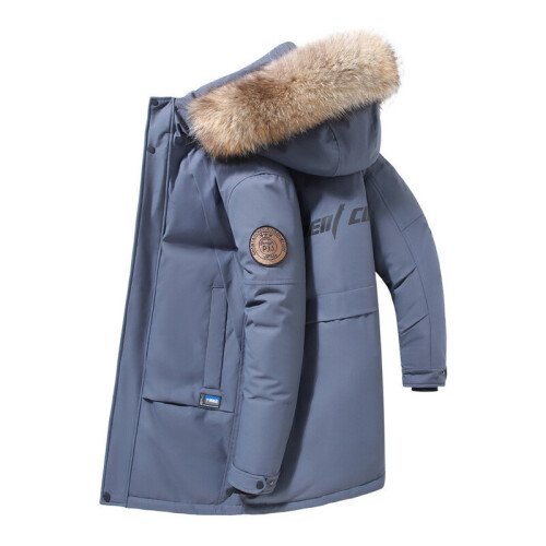 Mens Winter Down Jacket Warm Thick Hooded Puffer Long Duck Down Parkas Solid Coats Windproof Double Tops 2