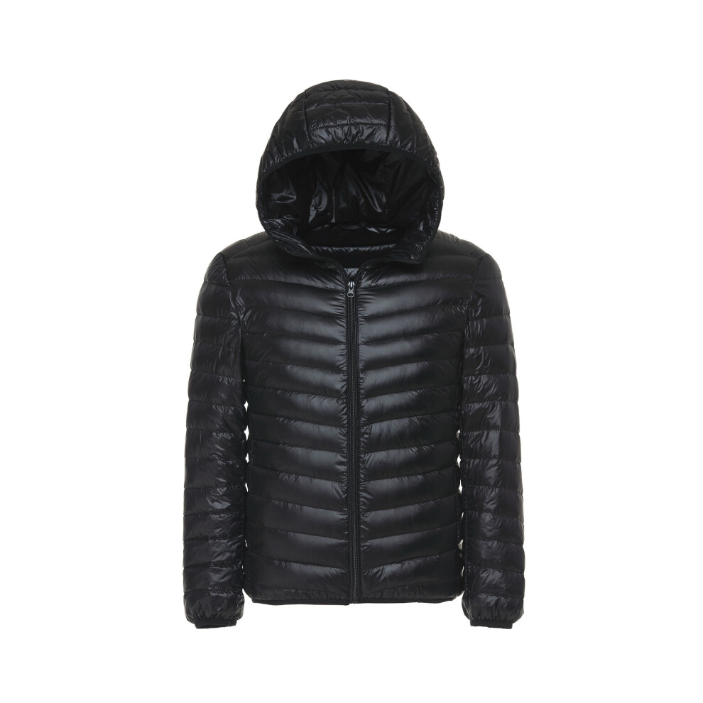 Lightweight Mens Water-Resistant Packable Hooded Puffer Jacket
