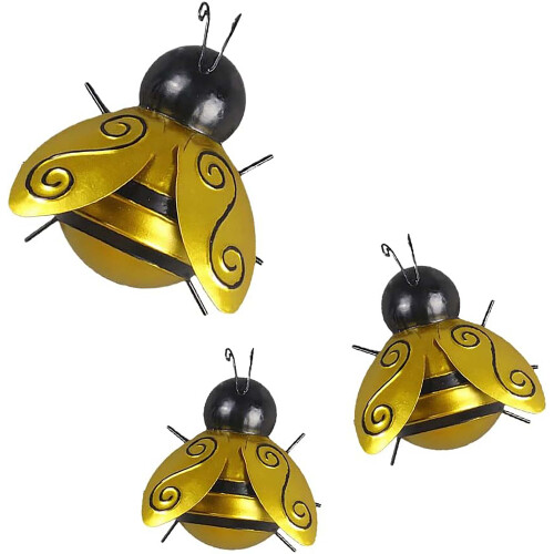 AAMEN 3Pcs Metal Wall Art Bee Sculpture Wall Hanging Ornaments on OnBuy