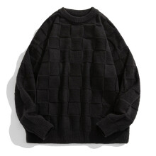 Men Sweaters Plaid Oversized Streetwear Sweaters Y2K Jumpers Knitted Pullovers