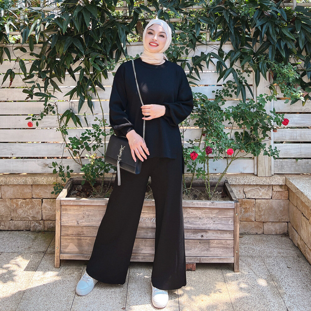 Muslim Sets Eid Abaya Jilbab Kaftan 2pcs Wide Leg Pants Suits Abayas for Women Ramadan Islam Clothing Hijab Robe Femme Musulmane-image-OPC-PBWN8H8-NEW