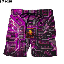 Explosive Models Woman Men Sports Shorts Casual Personalized Glowing Sense Technology Prin Shorts