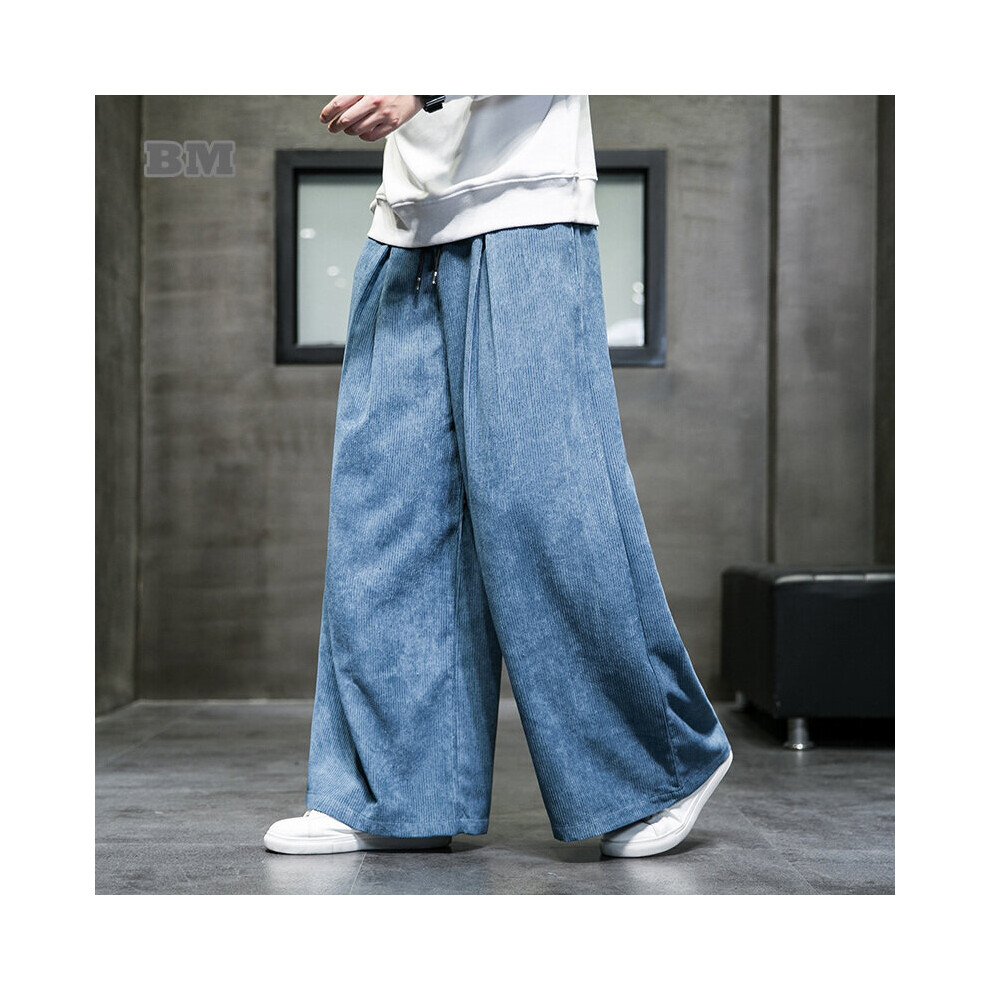 Chinese Style Retro Wide Leg Pants Men Oversize Corduroy Casual Pants  Trousers