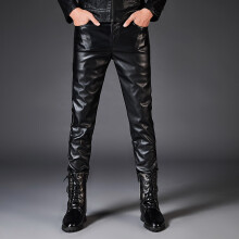 Faux Leather Pants PU For Men Motorcycle Streetwear Punk Hip HOP Bike Trouesr