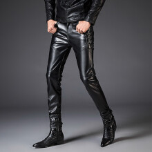 Faux Leather Pants PU For Men Motorcycle Streetwear Punk Hip HOP Bike Trouesr