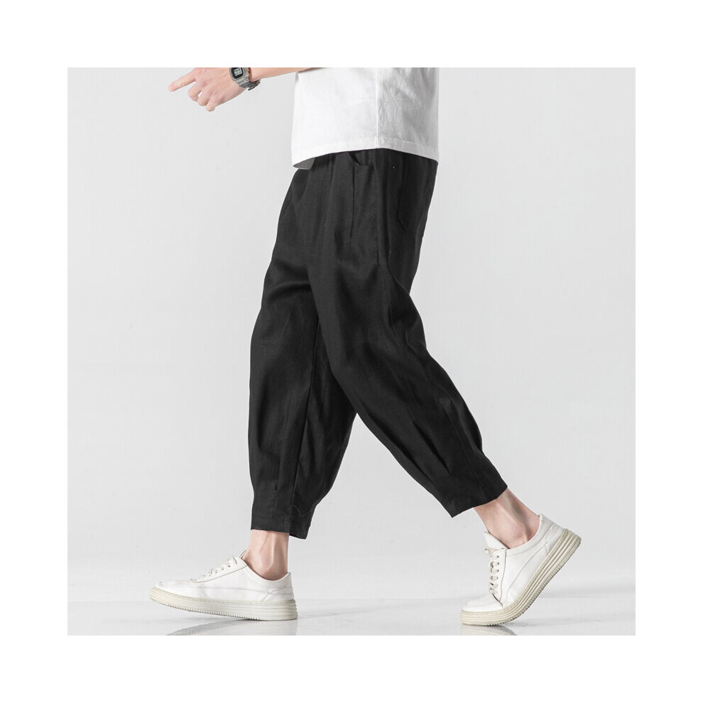 Spring Summer Chinese Style Cotton Linen Radish Pants Loose Plus Size Ninth Pants Men Clothing Harajuku Casual Pants Male-image-OPC-PBWNGMH-NEW