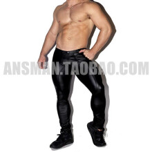 Jogger Hombre Sexy Leather Leggings Outwear Night Bar Nightclub Mens Clothing Costumes Long Pants Pantalon Homme