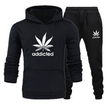 Couple Tracksuit Maple Leaf Print Lover Hoodie and Pants 2 Pieces Clothes Women Hoodies Men Sweatshirts Fleece Suits