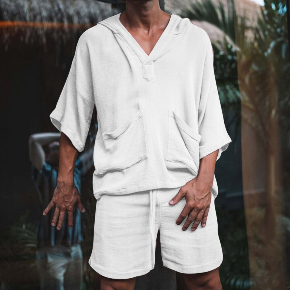 sachin and babi light blue dress Men Clothing Summer Vacation Wear Clothes Hawaiian Shirt Set 2 Piece Men  Shorts Set Breathe Holiday Clothes Linen on OnBuy