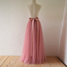 Vintage 3 Layers Tulle Long Skirt for Women Floor Length A Line Maxi Skirts with Sash Bridesmaid Skirt for Wedding