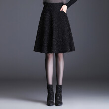 Women Plaid Knee-Length A-Line Skirt Autumn Winter All-Match High Waist Skirts Pocket
