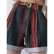 Summer Women Retro Striped Shorts Casual Loose Sport Short Pants Office Lady Wide Leg Pants Streetwear