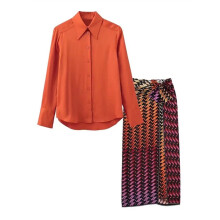 Print Women Skirt Knot Long Skirts Woman Vintage High Waist Split Skirt Summer Midi Skirts Suits