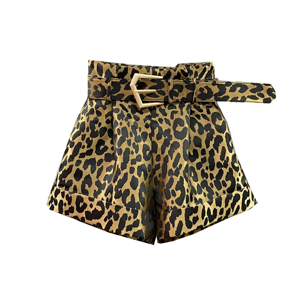 High Autumn Winter High Waist Leopard Print shorts Women with metal belt-image-OPC-PBWNJHM-NEW