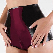 Ladies Leather Skinny PVC Shorts Patchwork Novelty 2 Way Zipper Open Crotch Shorts for Women Sexy Dancing Bottoms Clothing